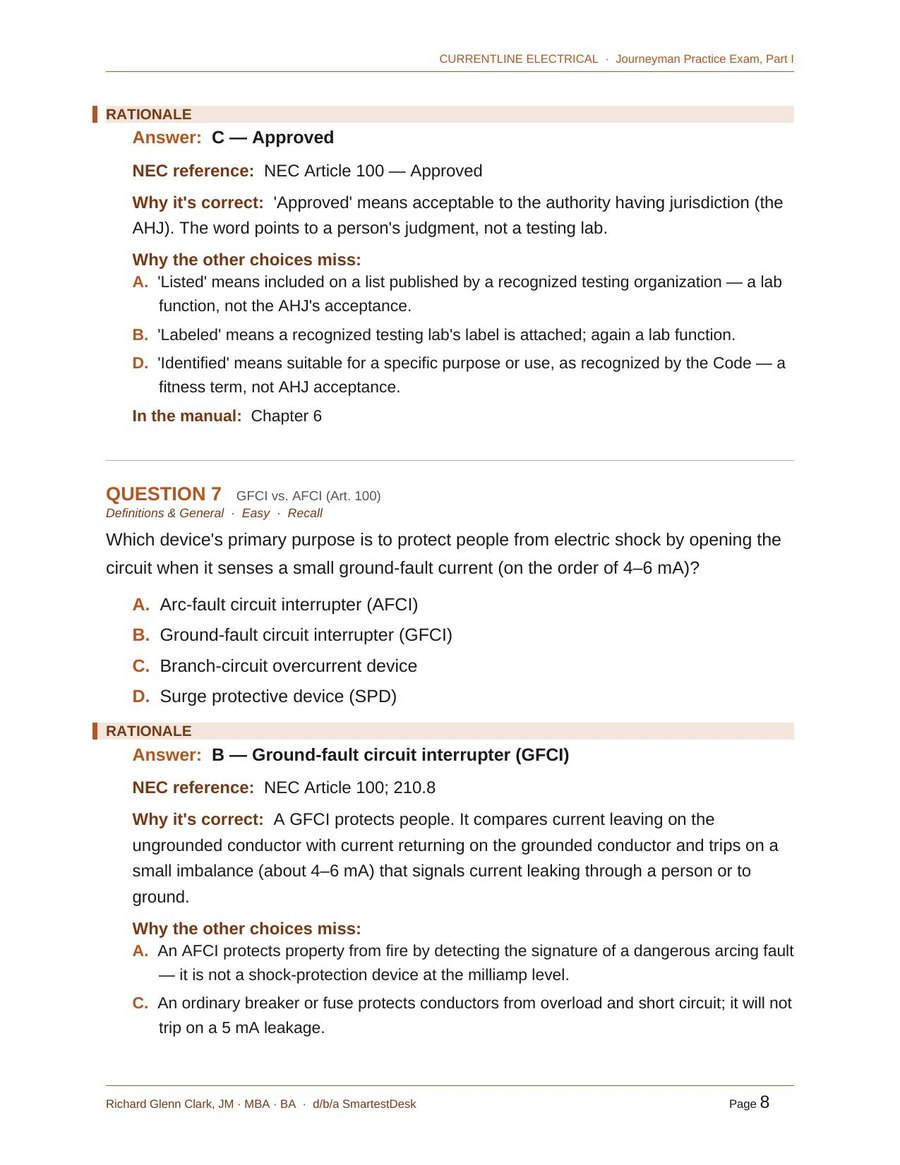 Exam sample — a question with its full rationale